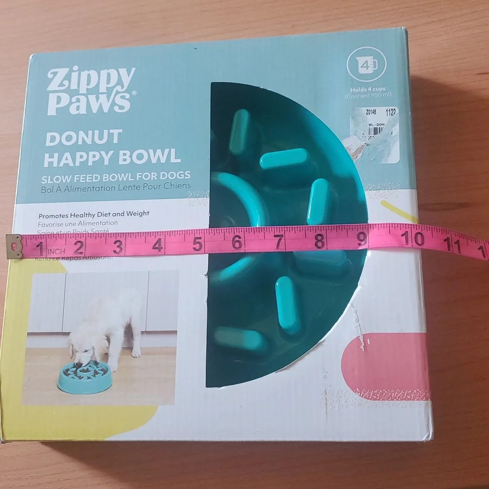 New Zippy Paws Happy Bowl Slow Feeder Donut, Green, Dog Bowl